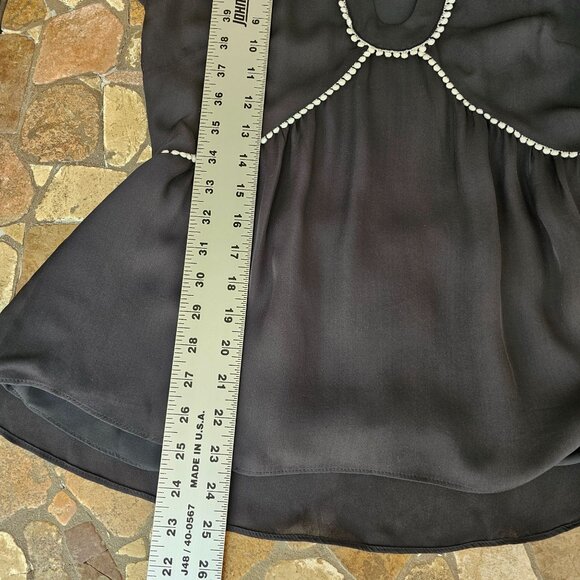 100% Silk Intermix Black Blouse W/ White Trim, Business Casual Office, Size 6 - Picture 10 of 10